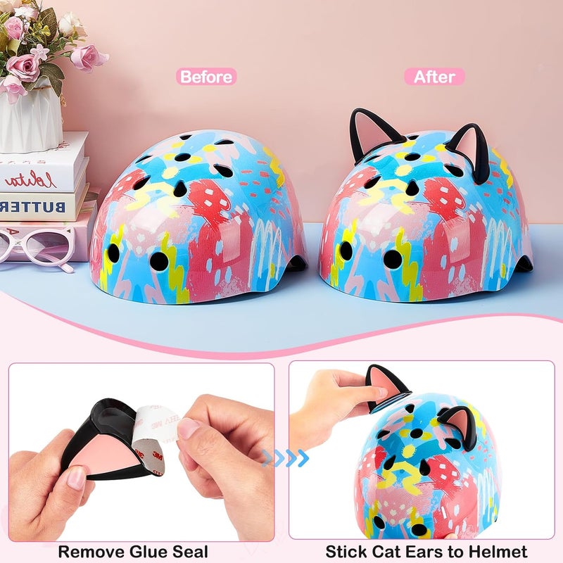FIODAY Kids Helmet, Bike Helmets for Kids 8-14 with Knee Pads and Elbow Pads Wrist Guards, Adjustable Youth Girls Bike Helmet with DIY Cat Ears Skateboard Helmet for Scooter Skating Cycling - Image 5